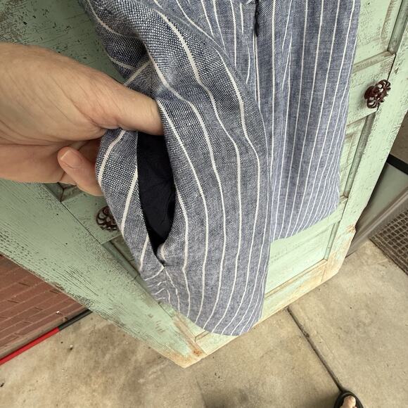 J‎ Crew 100% Linen Sleeveless Pleated Mini Dress Size 4 Lined Blue Summer - Picture 10 of 11